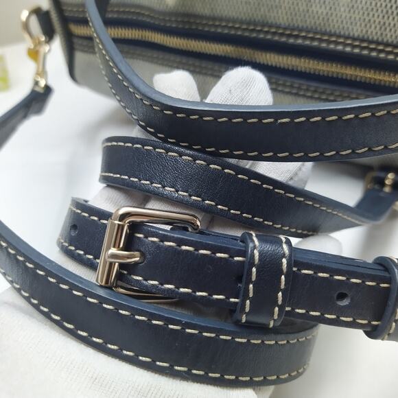 Dooney & Bourke Gray Coated Canvas Leather Trim Double Handle Zipper Satchel Bag - Picture 5 of 15
